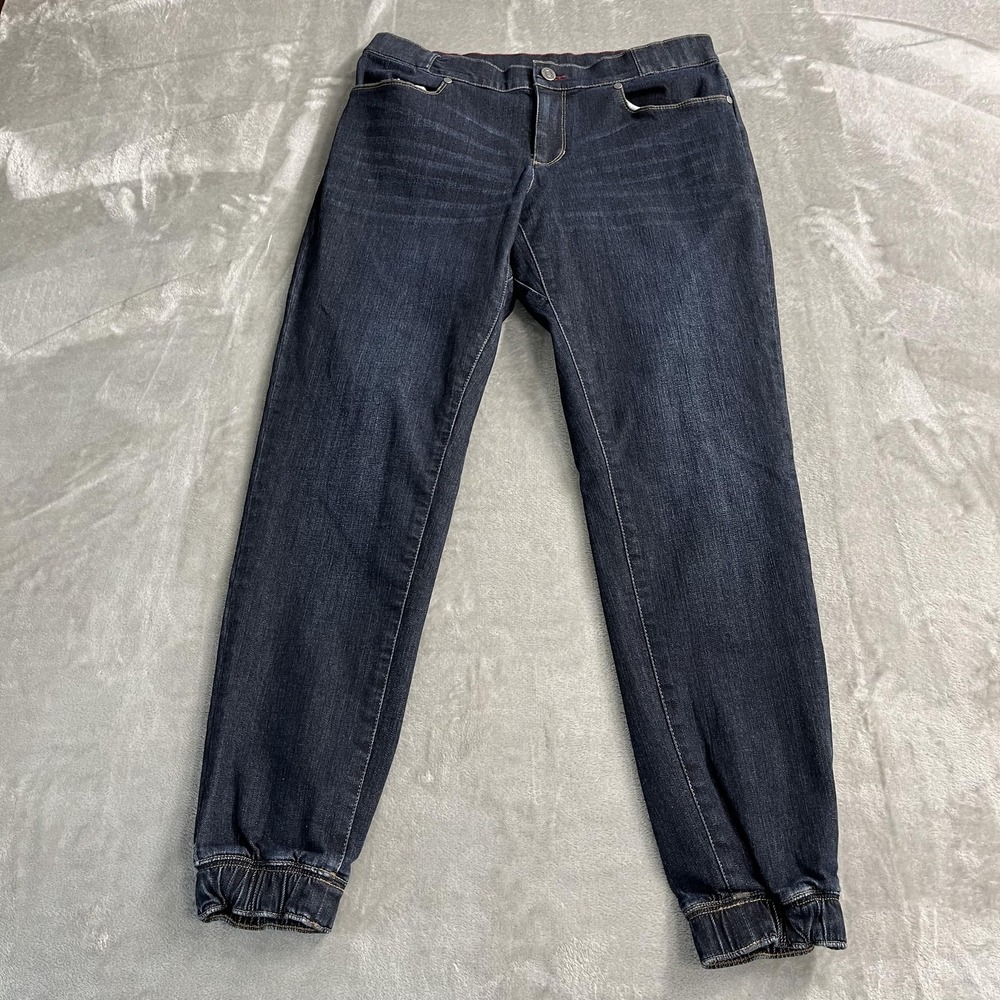 L.L. Bean Jeans Womens 10 Blue Dark Wash Jogger Tapered Stretch 32x29 Denim